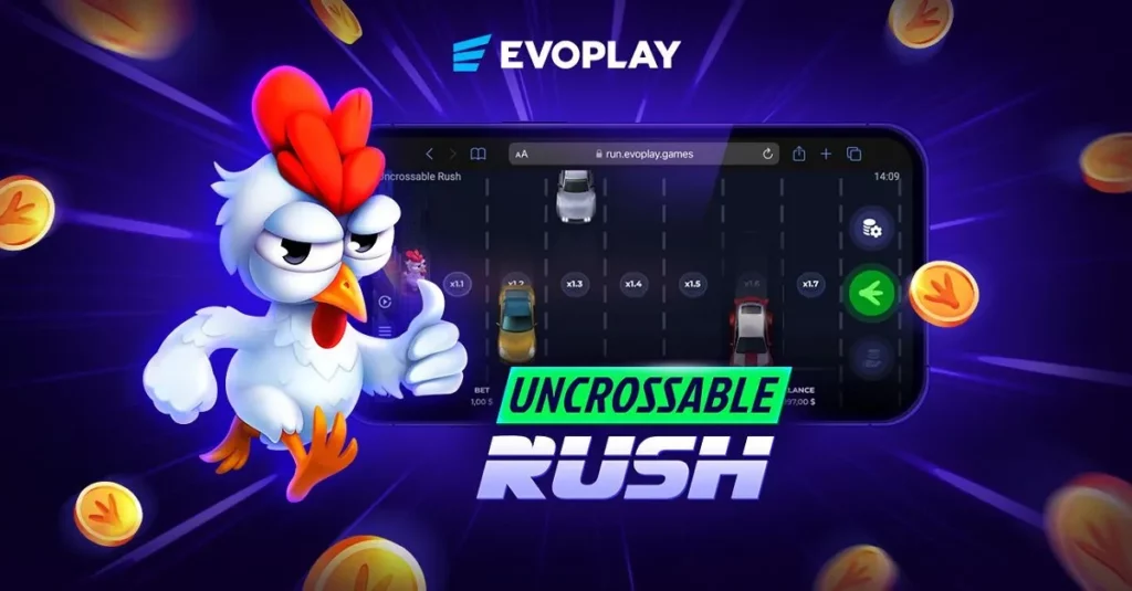 Uncrossable Rush app on mobile phone with chicken from the game